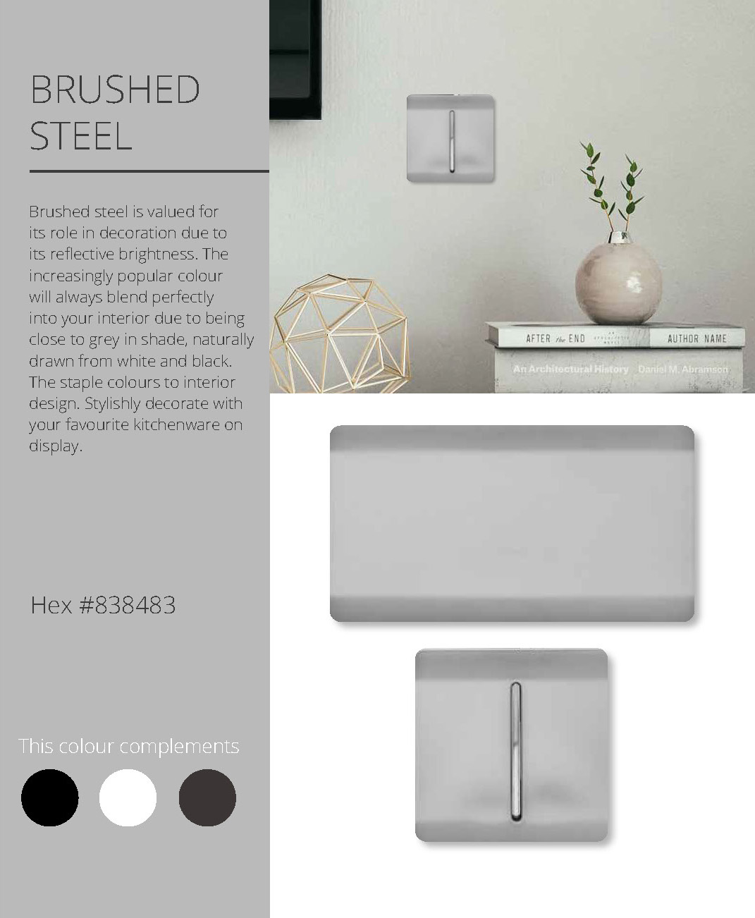 Brushed Steel Wiring Accessories Trendi Decorative Screwless